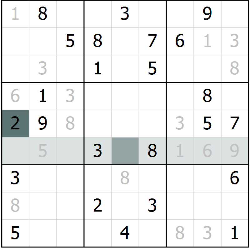 Position des candidats pour la solution de la Gr 14 page 16 du magazine de sudoku Success n° 007