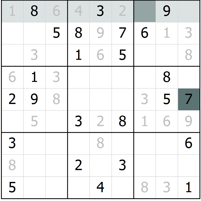 Position des candidats pour la solution de la Gr 14 page 16 du magazine de sudoku Success n° 007