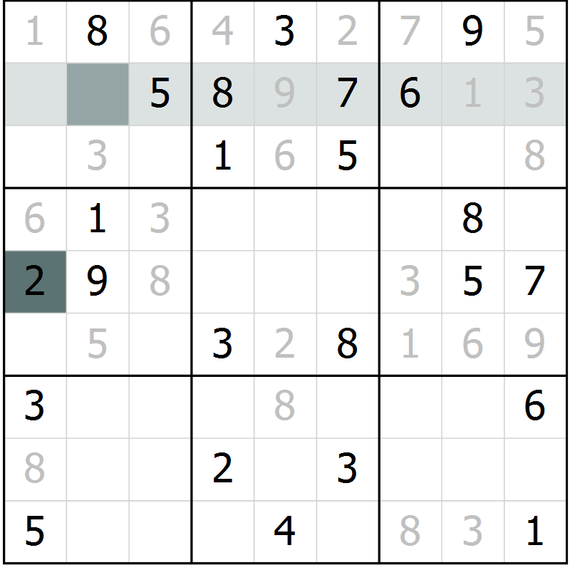 Position des candidats pour la solution de la Gr 14 page 16 du magazine de sudoku Success n° 007