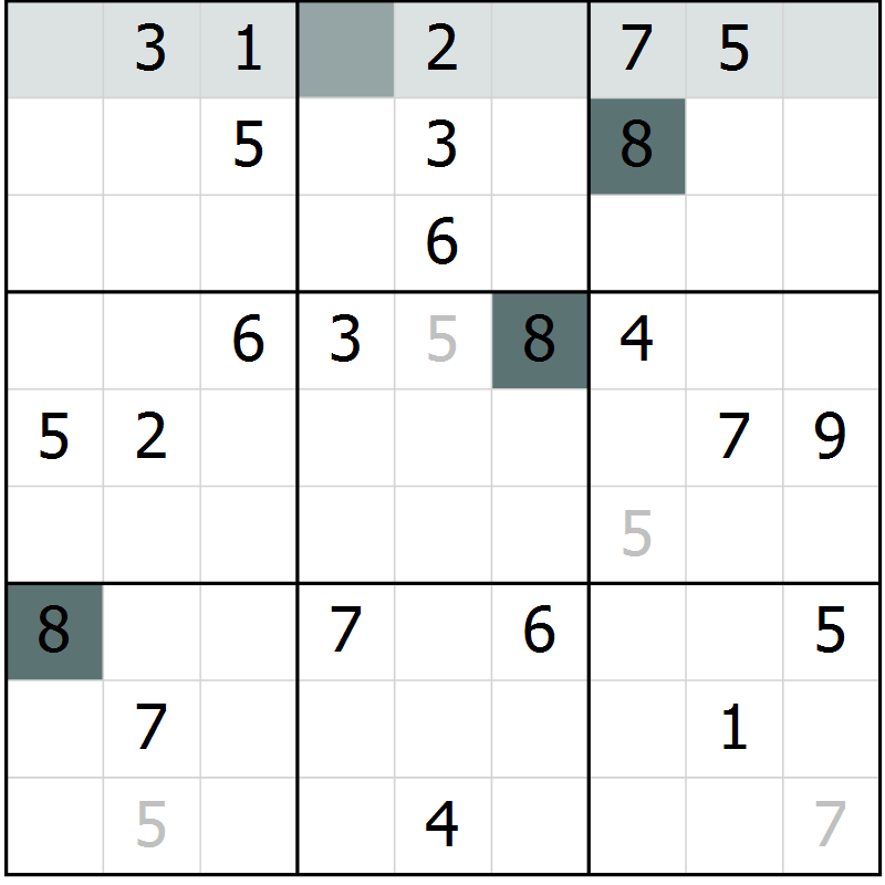 Position des candidats pour la solution de la Gr 15 page 17 du magazine de sudoku Success n° 007