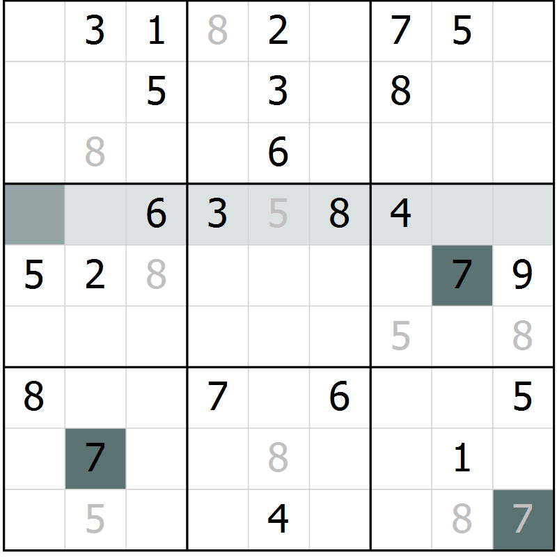 Position des candidats pour la solution de la Gr 15 page 17 du magazine de sudoku Success n° 007