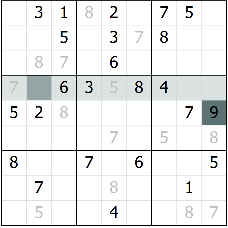 Position des candidats pour la solution de la Gr 15 page 17 du magazine de sudoku Success n° 007