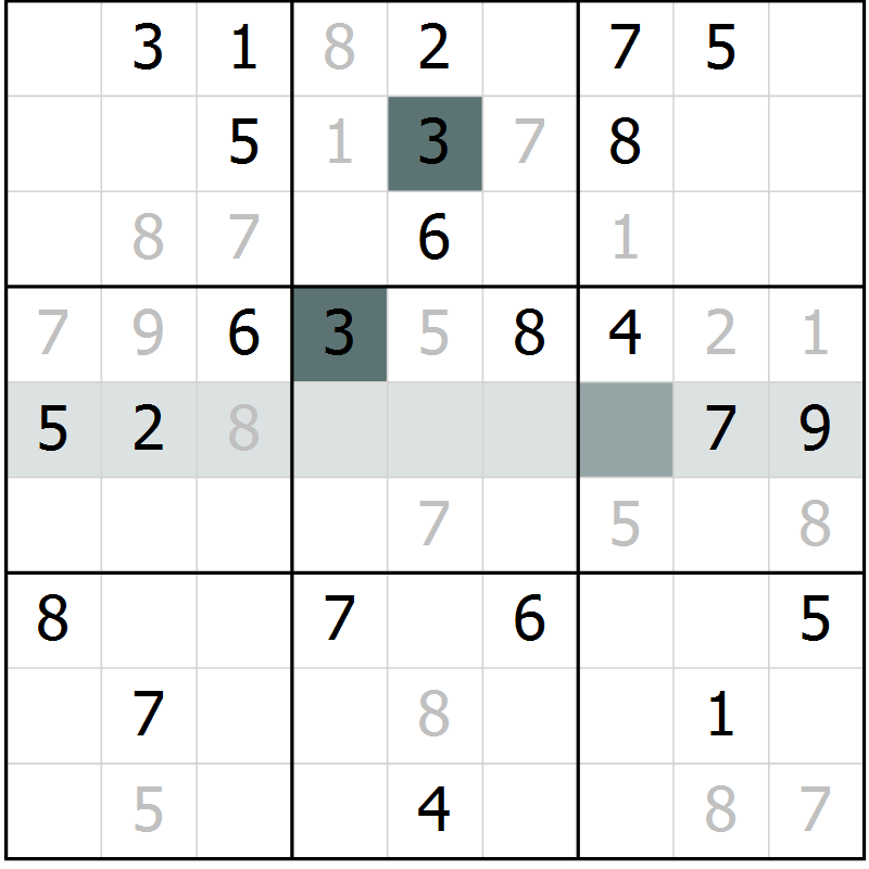 Position des candidats pour la solution de la Gr 15 page 17 du magazine de sudoku Success n° 007