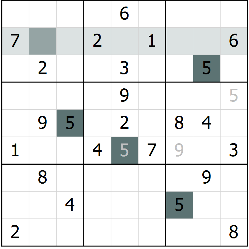 Position des candidats pour la solution de la Gr 16 page 18 du magazine de sudoku Success n° 007