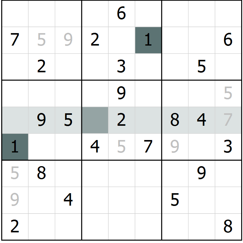 Position des candidats pour la solution de la Gr 16 page 18 du magazine de sudoku Success n° 007