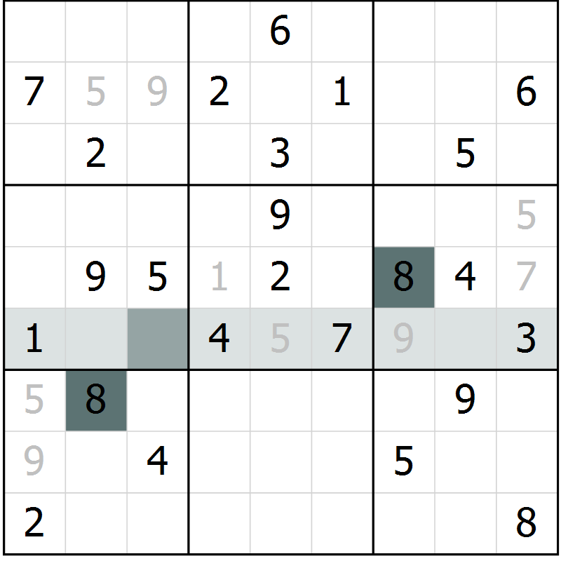 Position des candidats pour la solution de la Gr 16 page 18 du magazine de sudoku Success n° 007