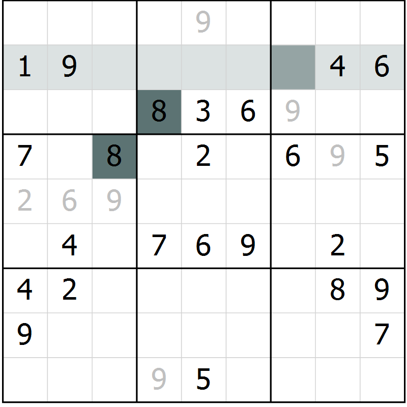 Position des candidats pour la solution de la Gr 17 page 19 du magazine de sudoku Success n° 007