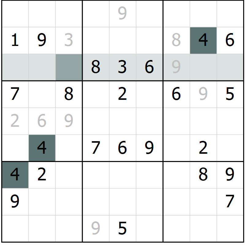 Position des candidats pour la solution de la Gr 17 page 19 du magazine de sudoku Success n° 007