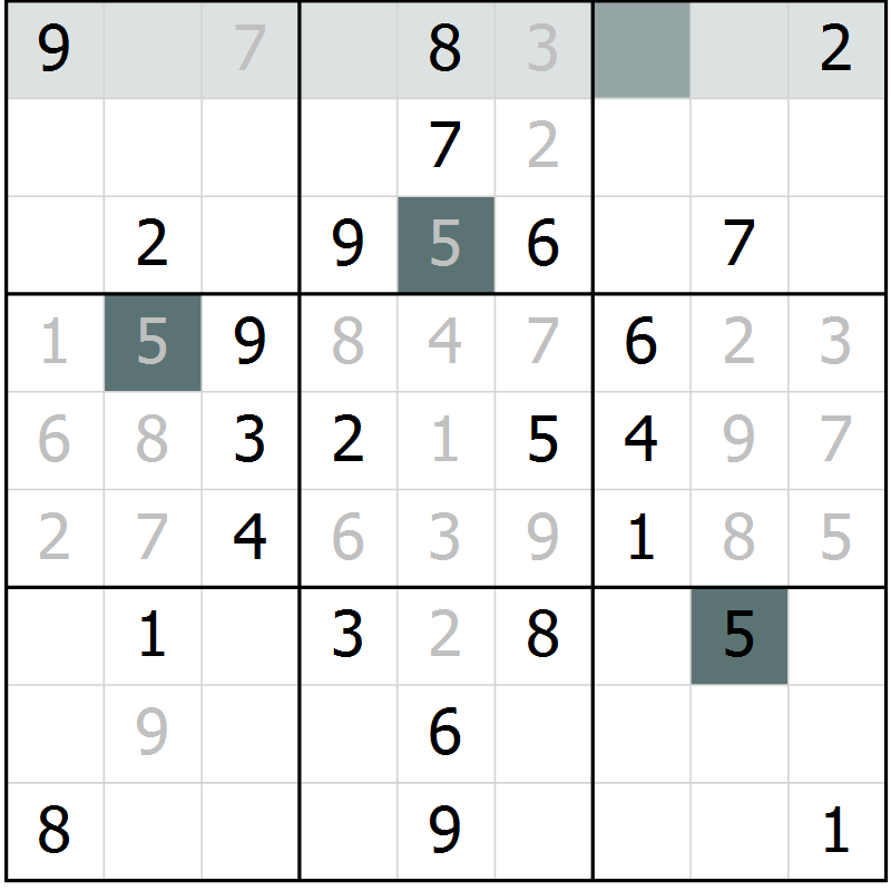 Position des candidats pour la solution de la Gr 18 page 20 du magazine de sudoku Success n° 007