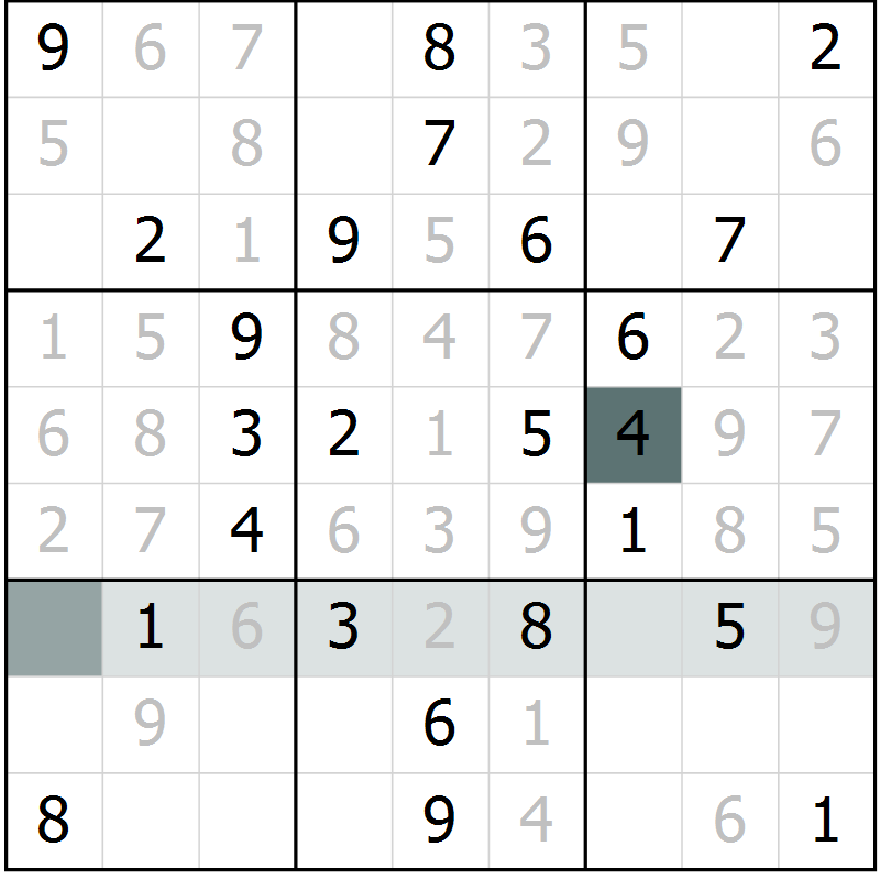 Position des candidats pour la solution de la Gr 18 page 20 du magazine de sudoku Success n° 007