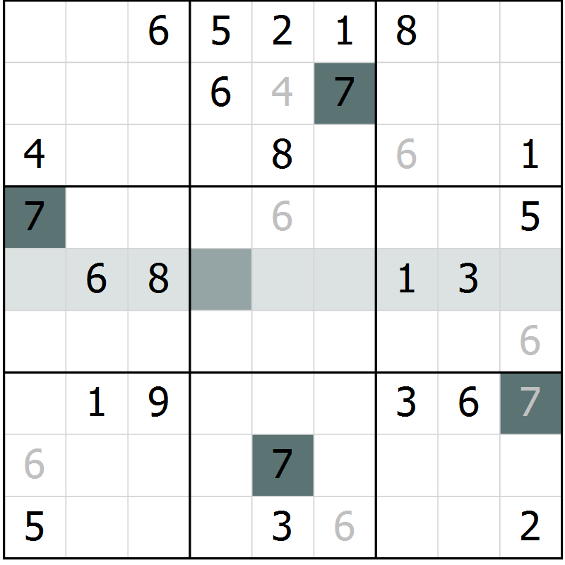 Position des candidats pour la solution de la Gr 19 page 21 du magazine de sudoku Success n° 007