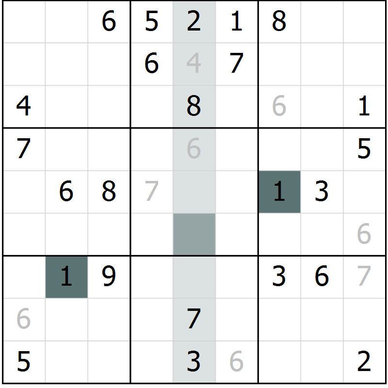 Position des candidats pour la solution de la Gr 19 page 21 du magazine de sudoku Success n° 007