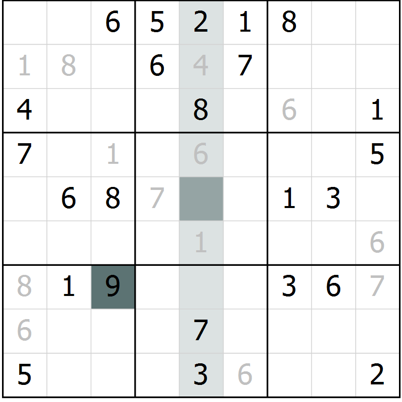 Position des candidats pour la solution de la Gr 19 page 21 du magazine de sudoku Success n° 007