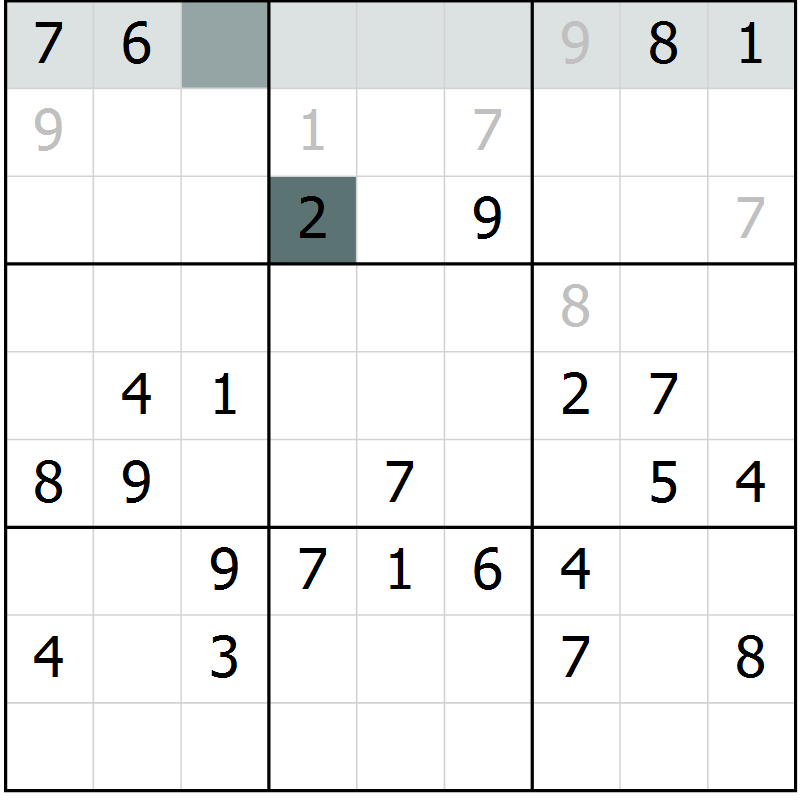 Position des candidats pour la solution de la Gr 2 page 4 du magazine de sudoku Success n° 007
