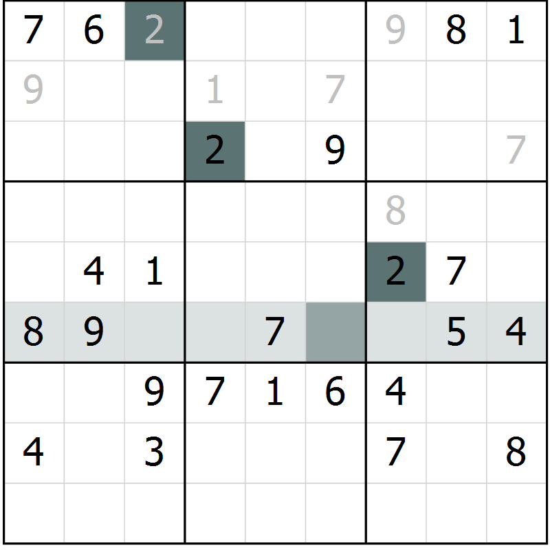 Position des candidats pour la solution de la Gr 2 page 4 du magazine de sudoku Success n° 007