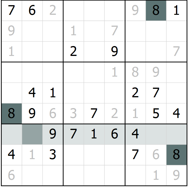 Position des candidats pour la solution de la Gr 2 page 4 du magazine de sudoku Success n° 007
