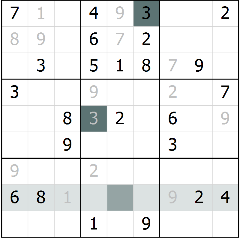 Position des candidats pour la solution de la Gr 20 page 22 du magazine de sudoku Success n° 007