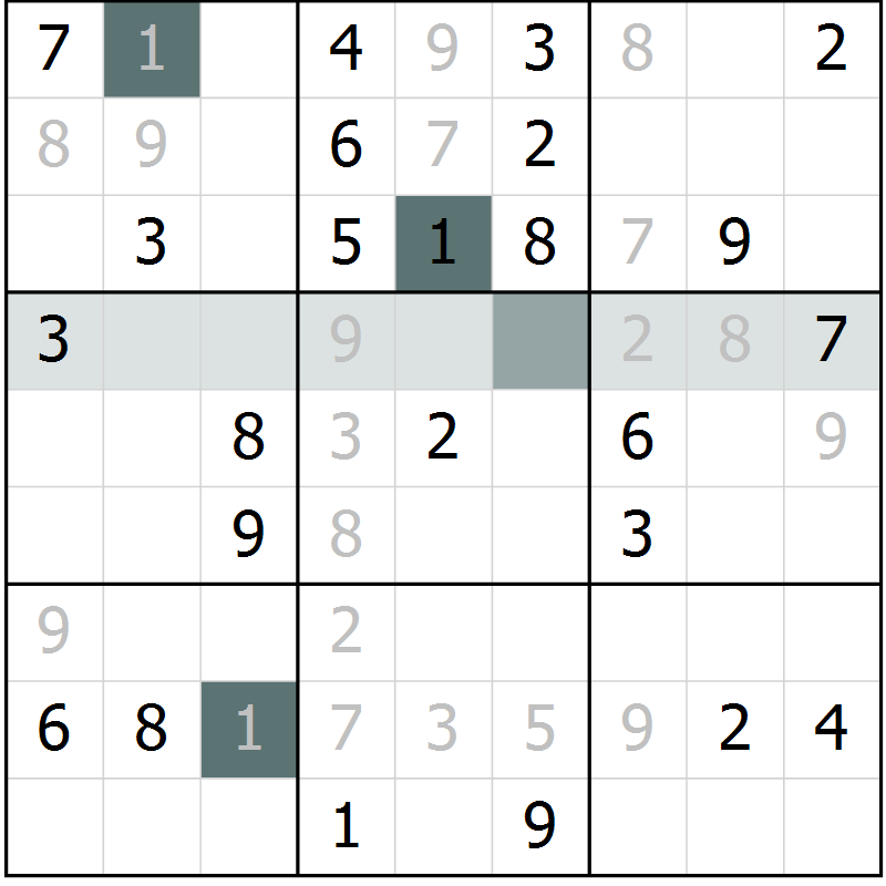 Position des candidats pour la solution de la Gr 20 page 22 du magazine de sudoku Success n° 007