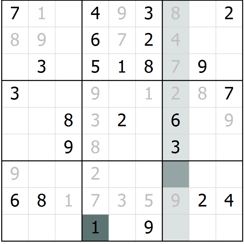 Position des candidats pour la solution de la Gr 20 page 22 du magazine de sudoku Success n° 007