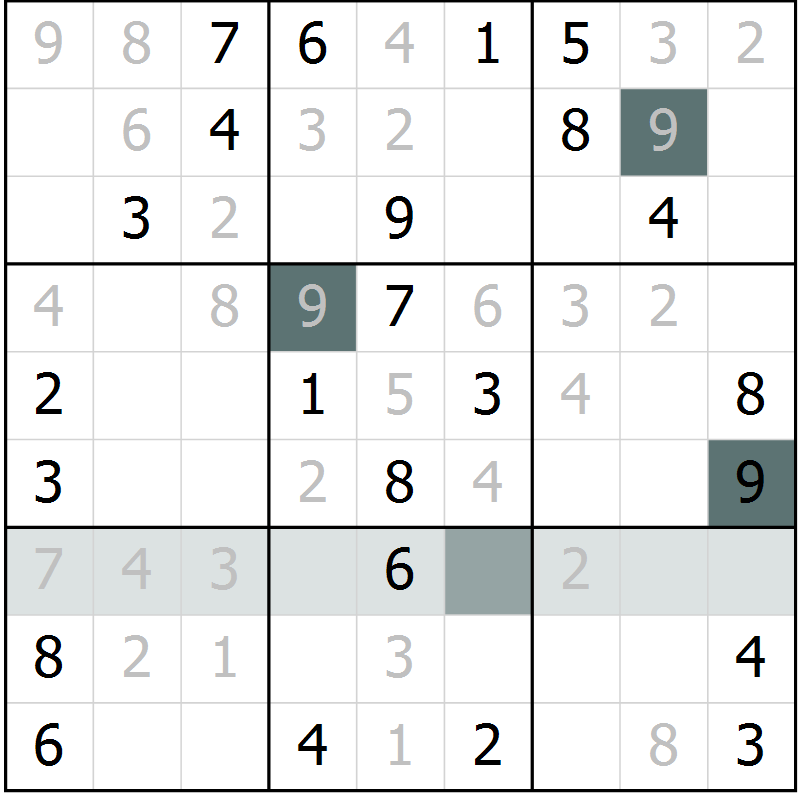 Position des candidats pour la solution de la Gr 21 page 23 du magazine de sudoku Success n° 007