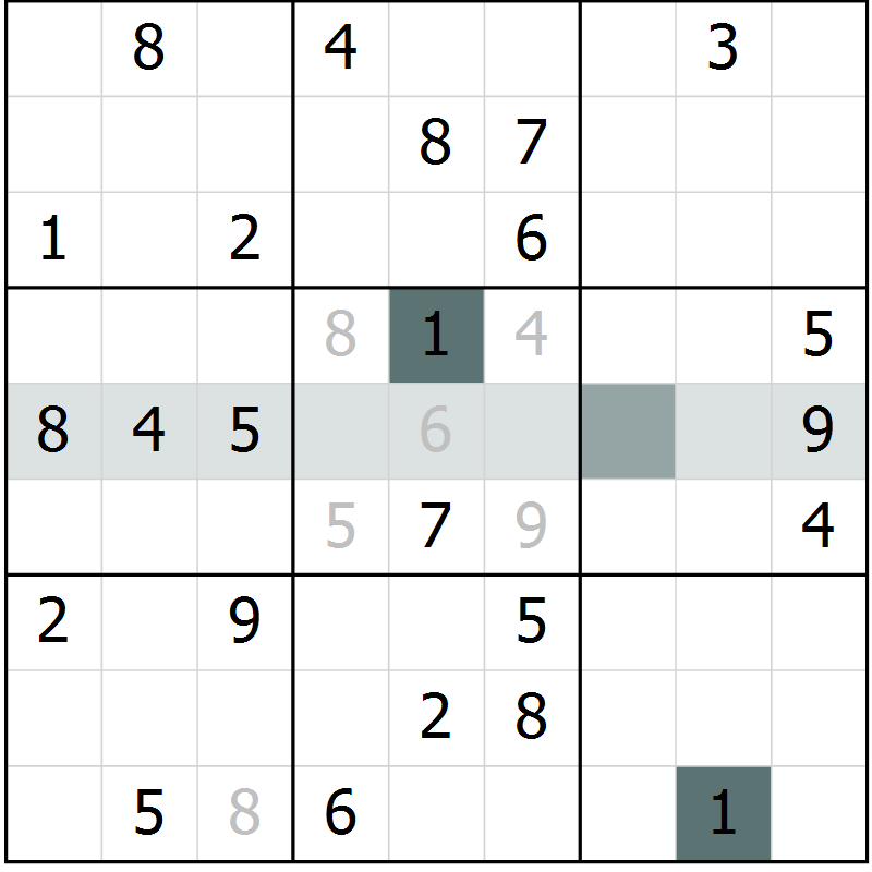 Position des candidats pour la solution de la Gr 23 page 25 du magazine de sudoku Success n° 007