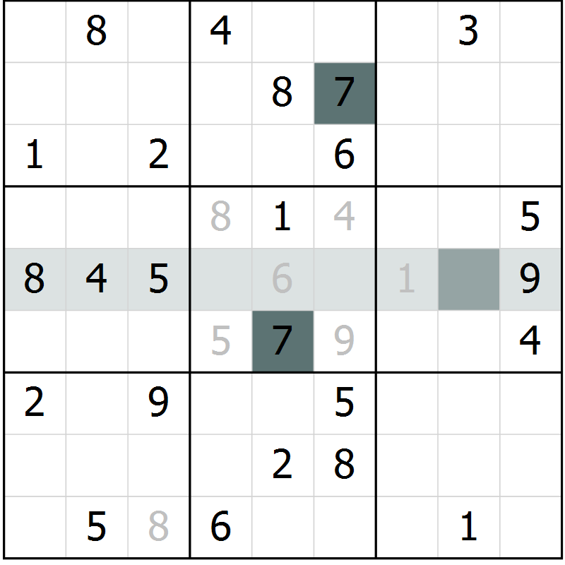 Position des candidats pour la solution de la Gr 23 page 25 du magazine de sudoku Success n° 007