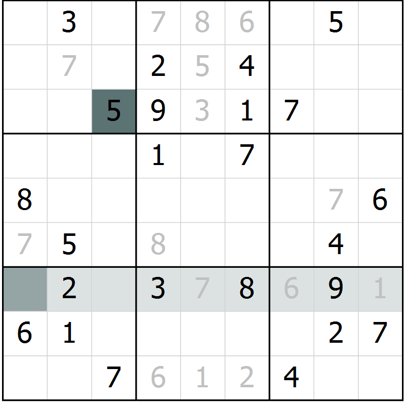 Position des candidats pour la solution de la Gr 24 page 26 du magazine de sudoku Success n° 007