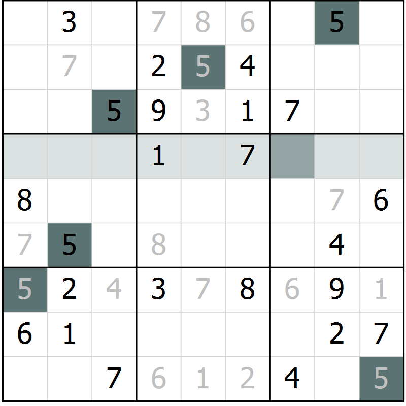 Position des candidats pour la solution de la Gr 24 page 26 du magazine de sudoku Success n° 007