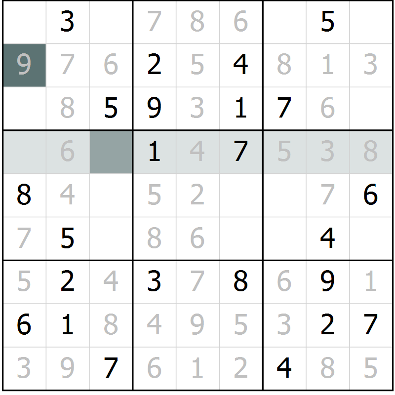 Position des candidats pour la solution de la Gr 24 page 26 du magazine de sudoku Success n° 007