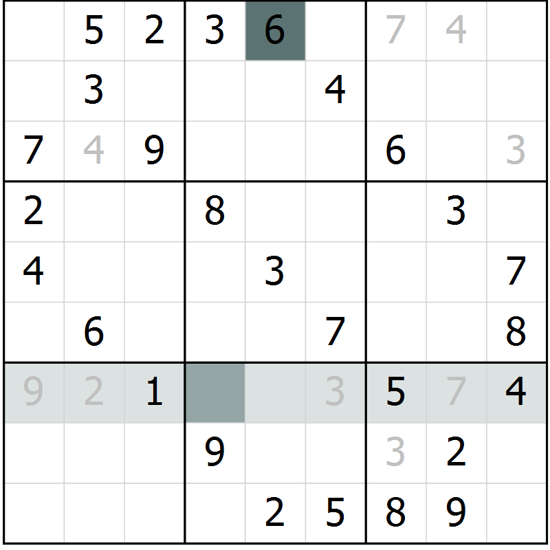 Position des candidats pour la solution de la Gr 25 page 27 du magazine de sudoku Success n° 007