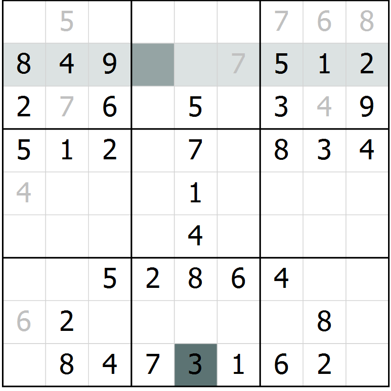 Position des candidats pour la solution de la Gr 26 page 28 du magazine de sudoku Success n° 007
