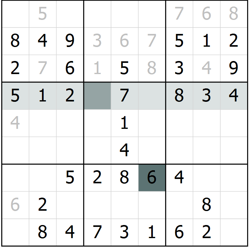 Position des candidats pour la solution de la Gr 26 page 28 du magazine de sudoku Success n° 007