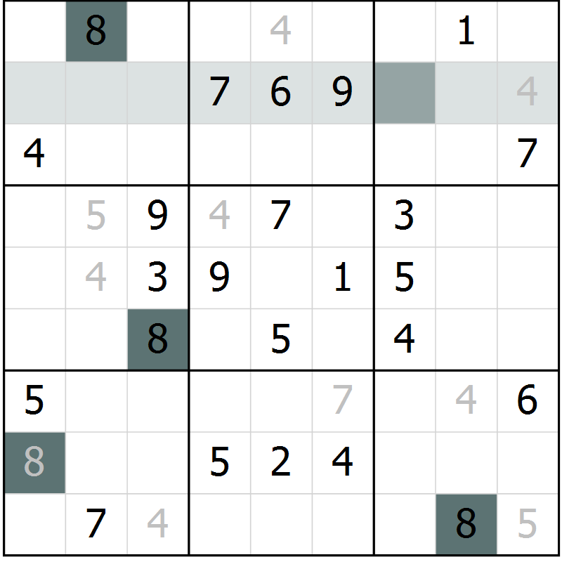 Position des candidats pour la solution de la Gr 27 page 29 du magazine de sudoku Success n° 007