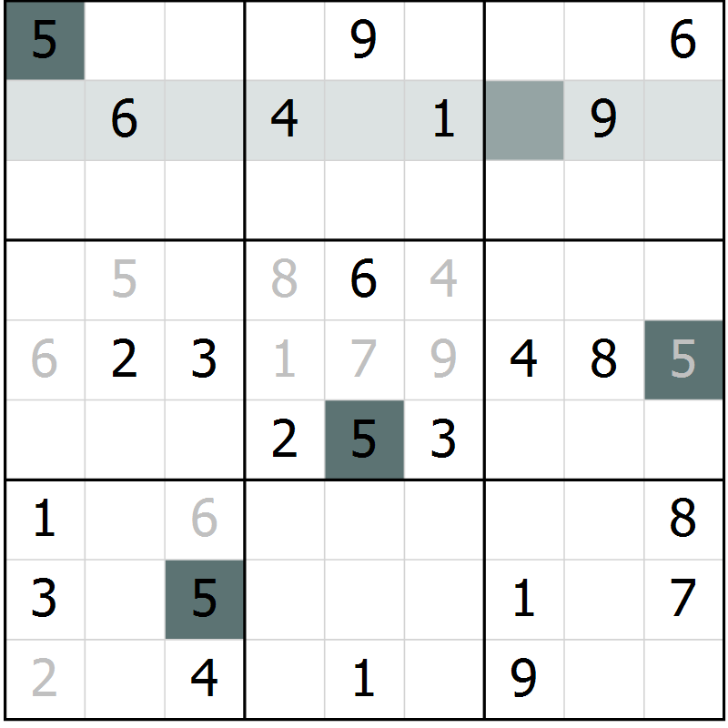 Position des candidats pour la solution de la Gr 28 page 30 du magazine de sudoku Success n° 007