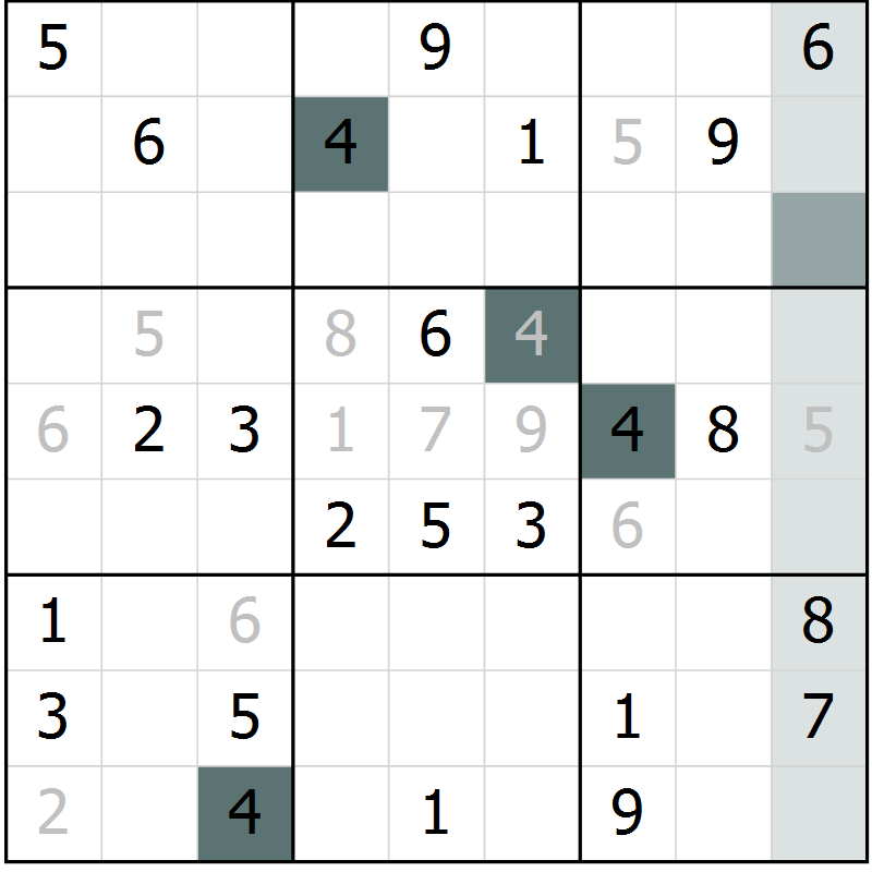 Position des candidats pour la solution de la Gr 28 page 30 du magazine de sudoku Success n° 007