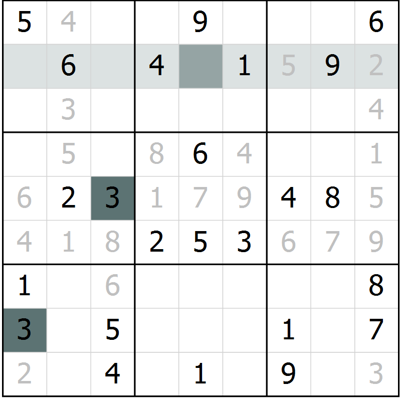 Position des candidats pour la solution de la Gr 28 page 30 du magazine de sudoku Success n° 007