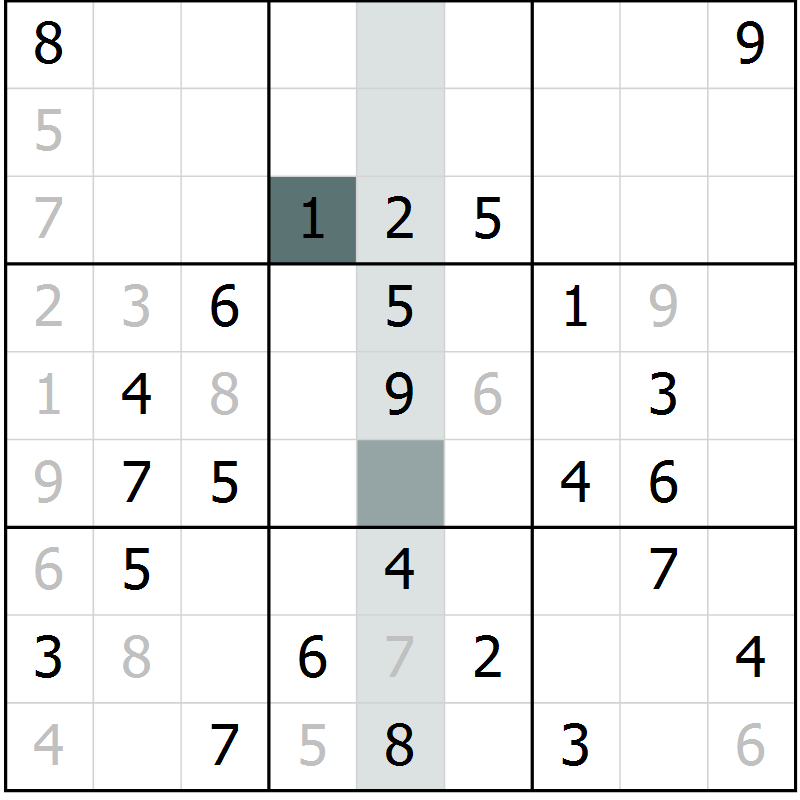 Position des candidats pour la solution de la Gr 29 page 31 du magazine de sudoku Success n° 007