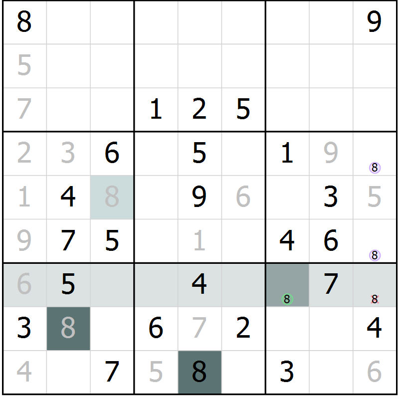 Position des candidats pour la solution de la Gr 29 page 31 du magazine de sudoku Success n° 007