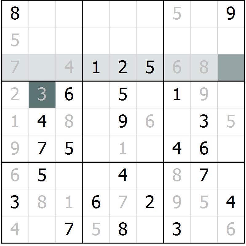 Position des candidats pour la solution de la Gr 29 page 31 du magazine de sudoku Success n° 007