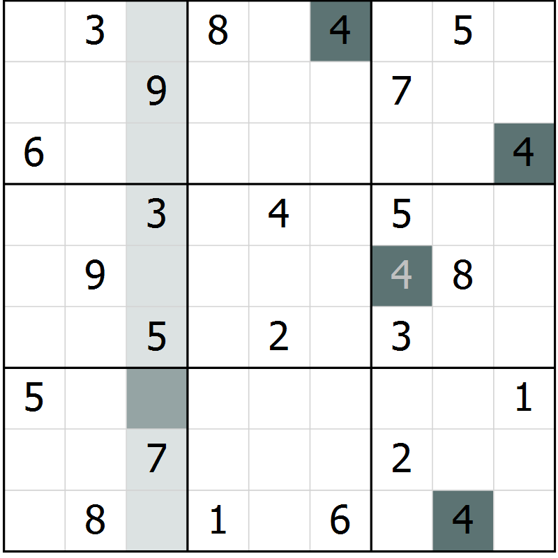 Position des candidats pour la solution de la Gr 3 page 5 du magazine de sudoku Success n° 007