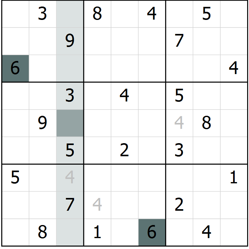 Position des candidats pour la solution de la Gr 3 page 5 du magazine de sudoku Success n° 007