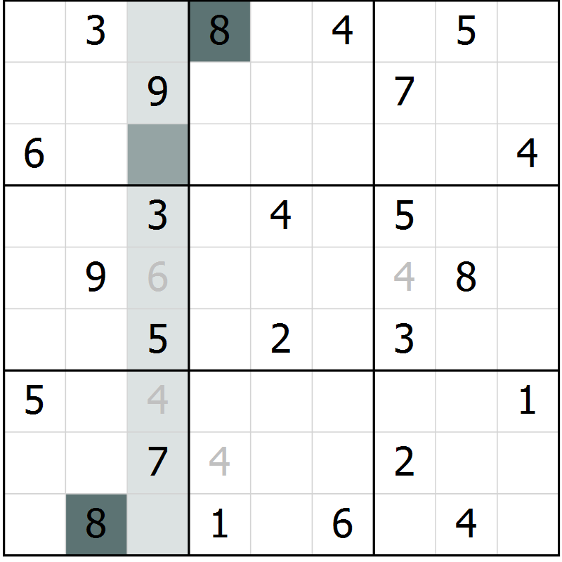 Position des candidats pour la solution de la Gr 3 page 5 du magazine de sudoku Success n° 007