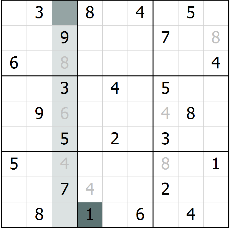 Position des candidats pour la solution de la Gr 3 page 5 du magazine de sudoku Success n° 007