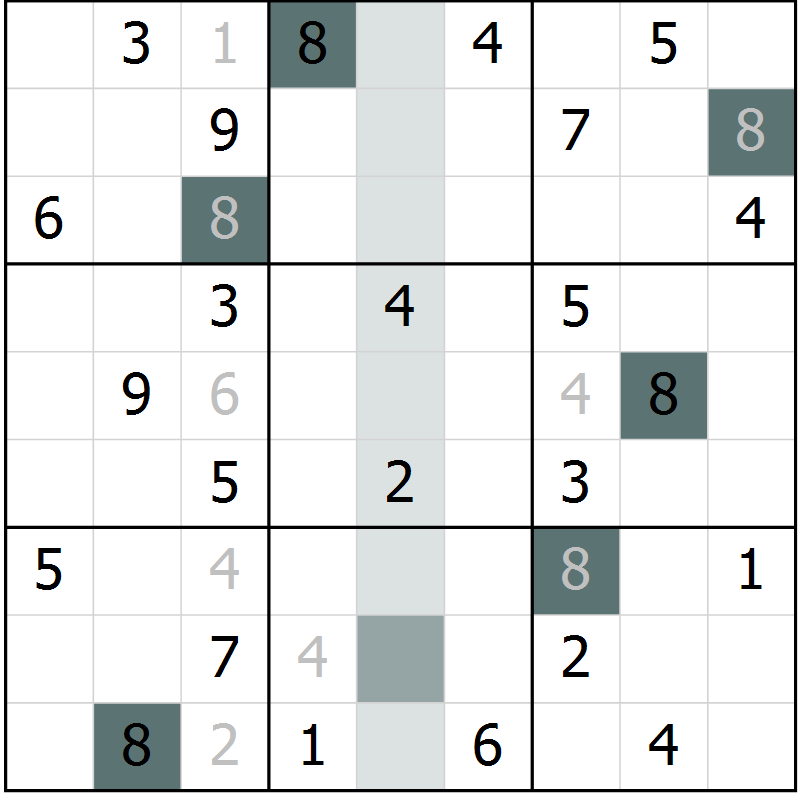Position des candidats pour la solution de la Gr 3 page 5 du magazine de sudoku Success n° 007