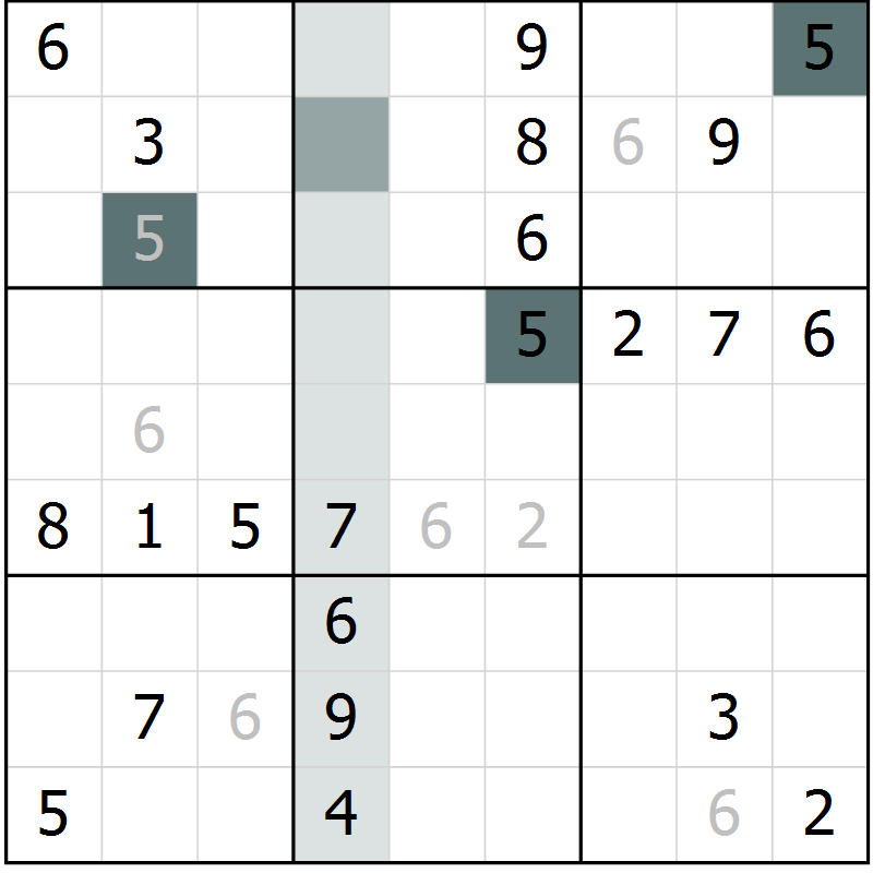Position des candidats pour la solution de la Gr 30 page 32 du magazine de sudoku Success n° 007