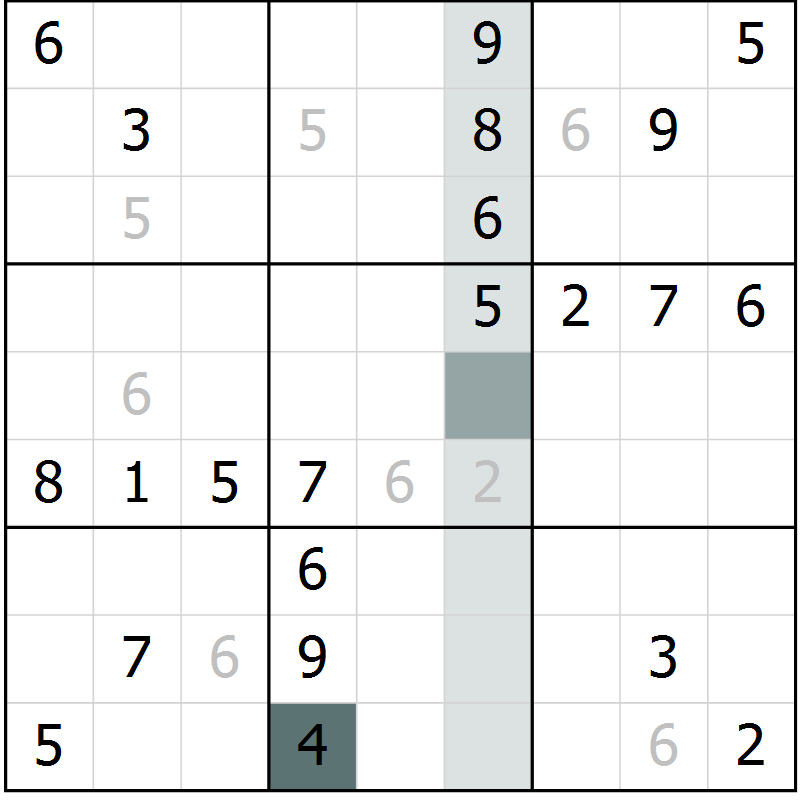 Position des candidats pour la solution de la Gr 30 page 32 du magazine de sudoku Success n° 007