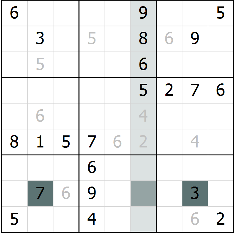 Position des candidats pour la solution de la Gr 30 page 32 du magazine de sudoku Success n° 007