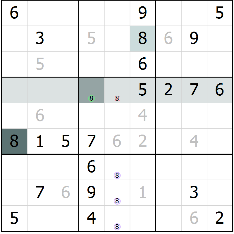 Position des candidats pour la solution de la Gr 30 page 32 du magazine de sudoku Success n° 007