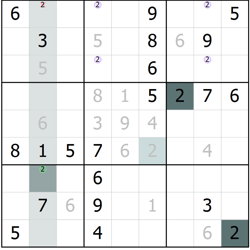 Position des candidats pour la solution de la Gr 30 page 32 du magazine de sudoku Success n° 007