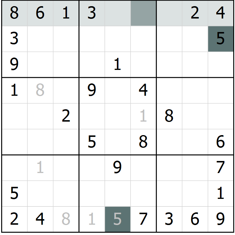 Position des candidats pour la solution de la Gr 31 page 33 du magazine de sudoku Success n° 007